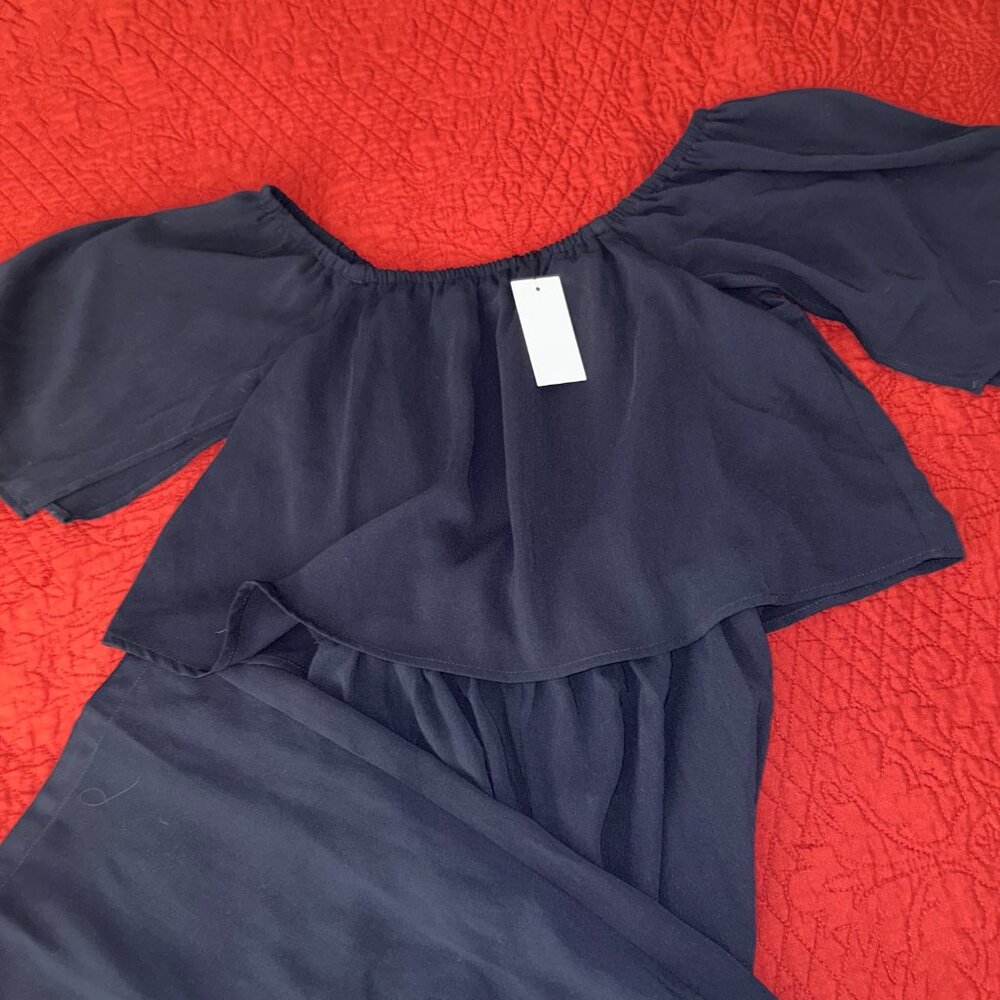 Sugarlips Midnight Blue Off-Shoulder Jumpsuit
